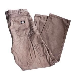 Dickies Relaxed Fit Duck Canvas Utility Carpenter Jeans Brown Pants Size 36x34